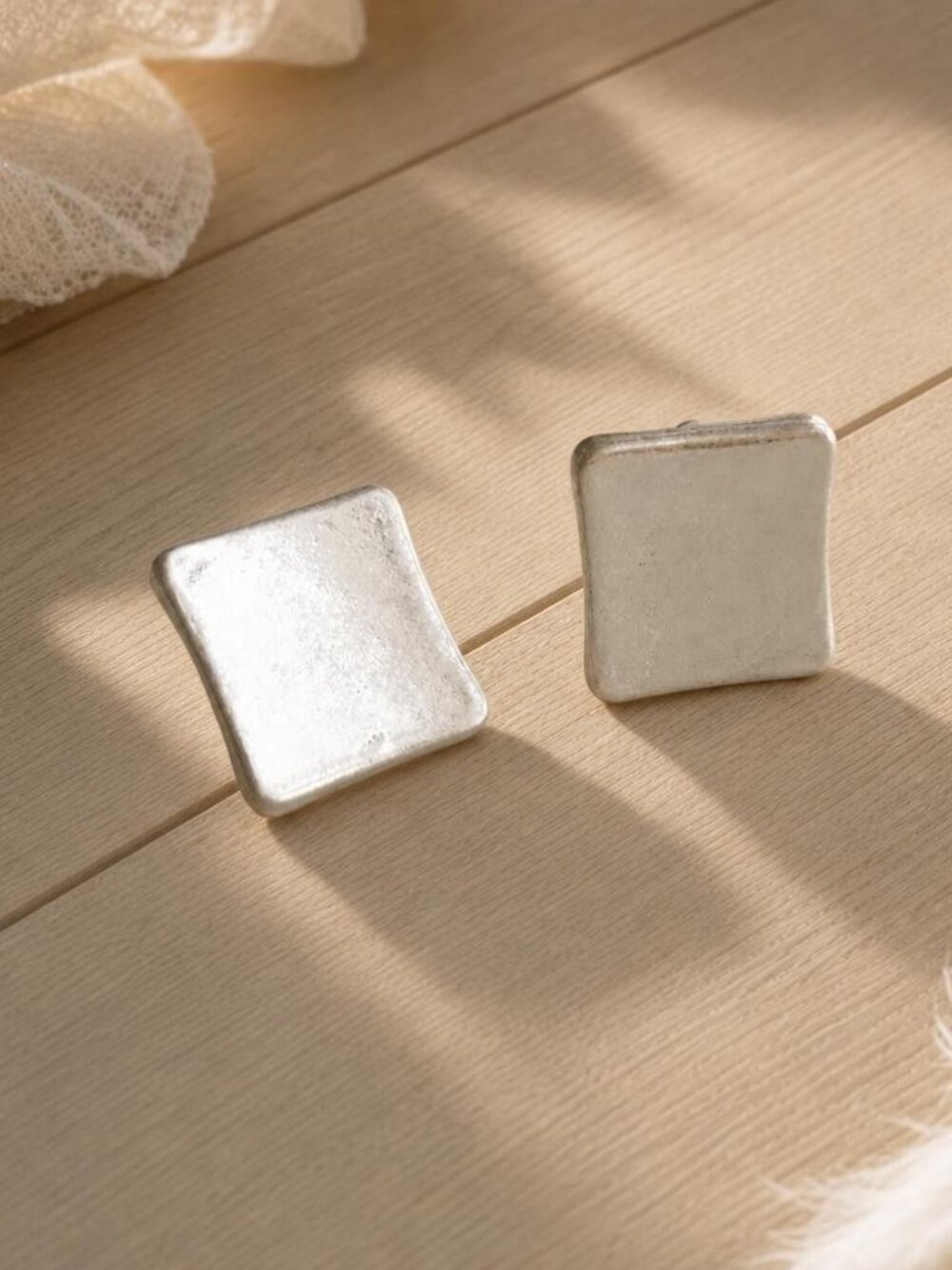 Robert Lee Morris Gold Square Stud Earrings - Picture 2 of 2